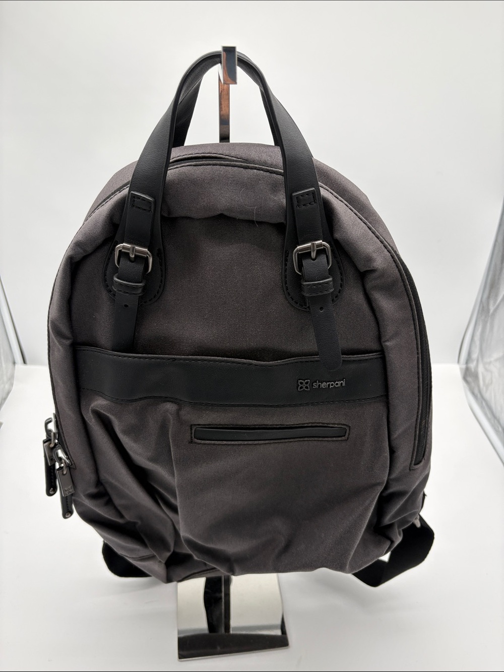 Sherpani Vespa Black Grey Double Handle Backpack BLEMISH